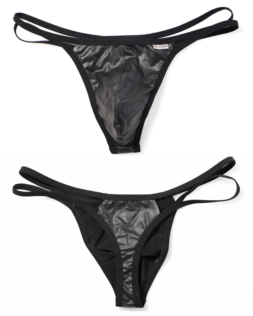 BRAVE PERSON Men Briefs Sexy Underwear Men Thongs  Imitation Leather Fabric Double Belts Design Sissy Panties Thongs for Man