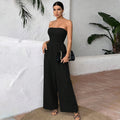 Women Clothing Adult Lady like Woman Intellectual Tube Top Jumpsuit Summer Loose Wide Leg One Piece Trousers